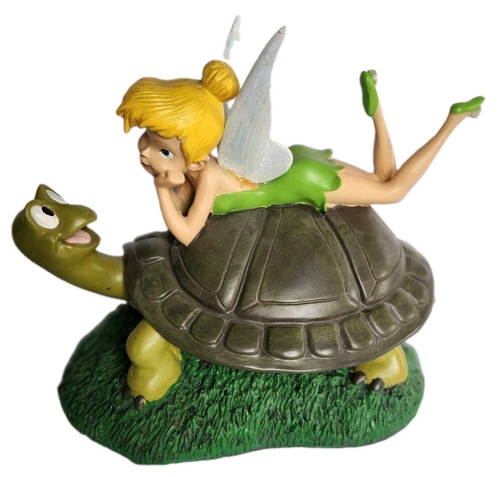 RARE Vintage Disney Tinkerbell On Turtle Resin Lawn Garden Statue Figure